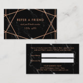 Carte De Référencement Faux Rose Gold Géométrique sur le marbre noir Réfé (Devant / Derrière)
