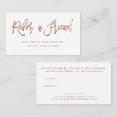 Carte De Référencement Faux Rose Gold sur le script moderne blanc (Devant / Derrière)