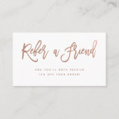 Carte De Référencement Faux Rose Gold sur le script moderne blanc (Devant)