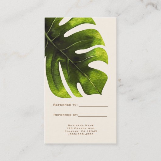 Carte De Référencement Feuille de palme tropicale Élégant été recommander (Dos)