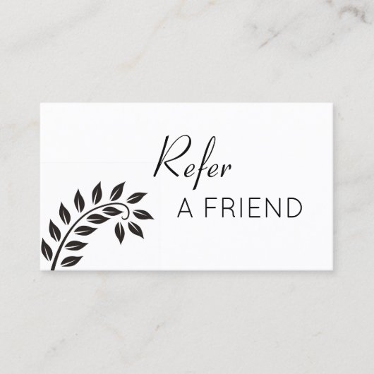 Carte De Référencement Feuille noire simple, parrainez un ami (Devant)