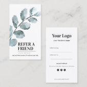 Carte De Référencement Feuilles d'aquarelle (Devant / Derrière)