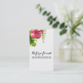 Carte De Référencement Feuilles de Hibiscus Tropical Blanc Chic Réferer u (Debout devant)