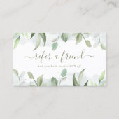 Carte De Référencement Feuilles de verdure aquarelle rustique élégant (Devant)