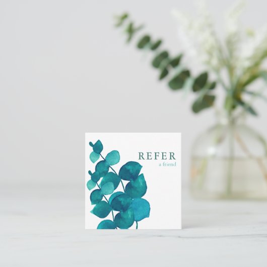 Carte De Référencement Feuilles d'Eucalyptus simple et élégant (Debout devant)