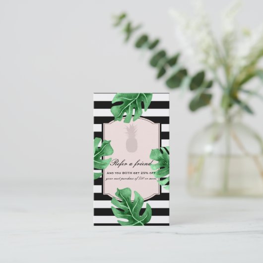 Carte De Référencement Feuilles tropicaux & Élégant ananas recommander un (Debout devant)