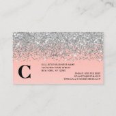 Carte De Référencement Fille Chic Argent Confetti Pink Gradient Ombre (Dos)