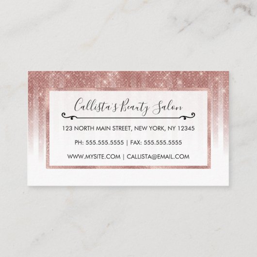 Carte De Référencement Fille Glamour Rose Parties scintillant or Gradient (Dos)