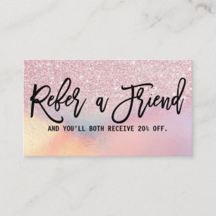 Carte De Référencement Fille rose Parties scintillant Iridescente Ombre
