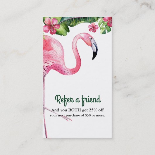 Carte De Référencement Flamant rose et hibiscus tropical recommander un a (Devant)