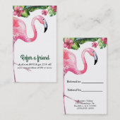Carte De Référencement Flamant rose rose & Hibiscus Tropical Référer un a (Devant / Derrière)