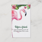 Carte De Référencement Flamant rose rose & Hibiscus Tropical Référer un a (Devant)