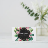 Carte De Référencement Flamants Roses Hibiscus Feuilles Tropicales Réfere (Debout devant)