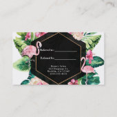 Carte De Référencement Flamants Roses Hibiscus Feuilles Tropicales Réfere (Dos)