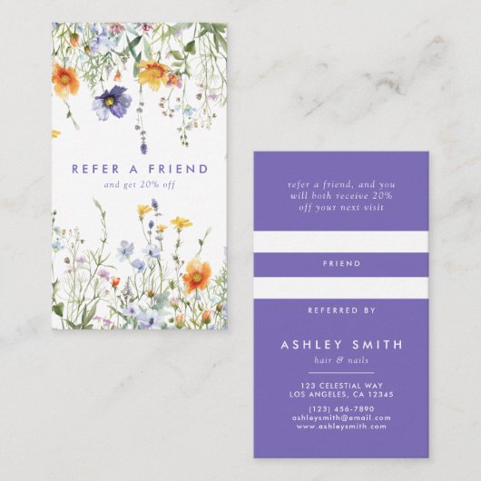 Carte De Référencement Fleur sauvage (Devant / Derrière)