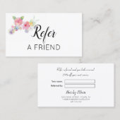 Carte De Référencement Fleurs aquarelle rose parrainez un ami (Devant / Derrière)