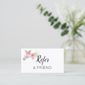 Carte De Référencement Fleurs aquarelle rose parrainez un ami (Debout devant)