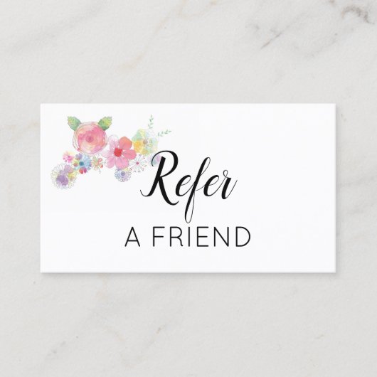Carte De Référencement Fleurs aquarelle rose parrainez un ami (Devant)
