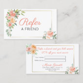 Carte De Référencement Fleurs aquarelles pêche (Devant / Derrière)