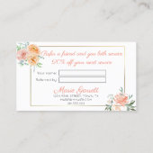 Carte De Référencement Fleurs aquarelles pêche (Dos)