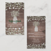 Carte De Référencement Fleurs du souffle du bébé Bois rustique aiguiller (Devant / Derrière)