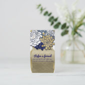 Carte De Référencement Fleurs en pot Mason Rustique Or Bleu Parrainez un (Debout devant)