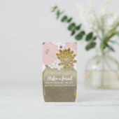 Carte De Référencement Fleurs en pot Mason Rustique Or Rose Parrainer une (Debout devant)