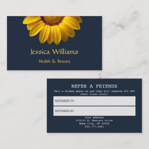 Carte De Référencement Fleurs jaunes sur arrière - plan bleu marine Monog