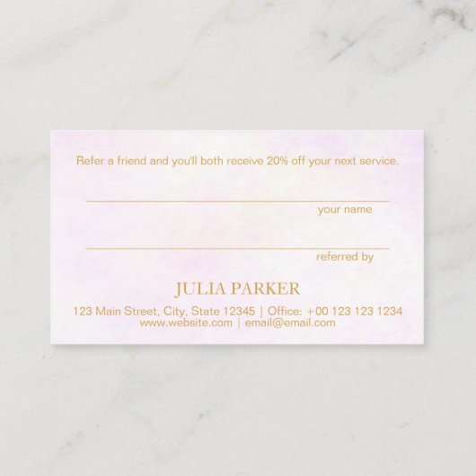 Carte De Référencement Floral rose d'or (Dos)