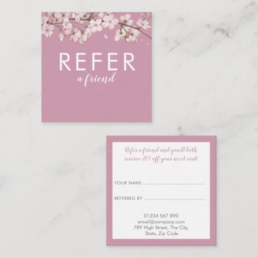 Carte De Référencement Floral rose moderne (Devant / Derrière)