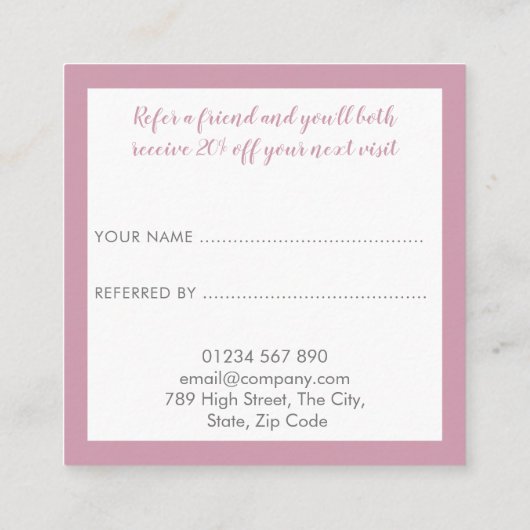 Carte De Référencement Floral rose moderne (Dos)