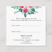 Carte De Référencement Floral Rose or rose Aquarelle Fleurs blanches (Dos)
