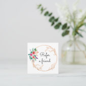 Carte De Référencement Floral Rose or rose Aquarelle Fleurs blanches (Debout devant)