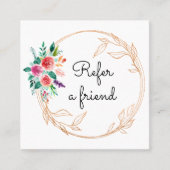 Carte De Référencement Floral Rose or rose Aquarelle Fleurs blanches (Devant)