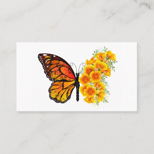 Carte De Référencement Flower Butterfly with Yellow California Poppy (Devant)