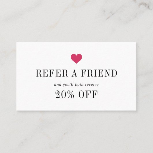 Carte De Référencement Fuchsia Heart (Devant)