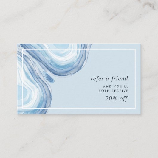 Carte De Référencement Géode d'aquarelle Blue Wave (Devant)