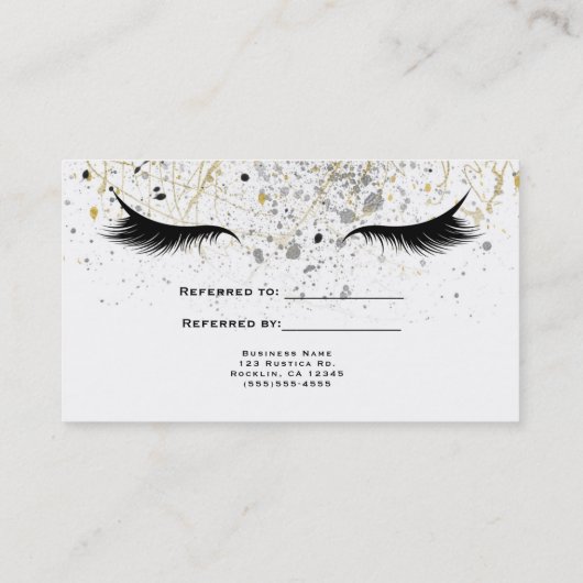 Carte De Référencement Glam moderne Gold Silver Black Lashes Référencez F (Dos)