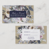 Carte De Référencement Glamour Floral Rustique Bleu Kraft Chic Référer un (Devant / Derrière)