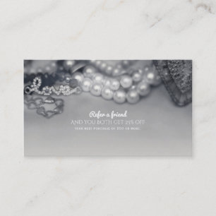 Carte De Référencement Glamour Vintage Perles Noires & Blanches Référez u