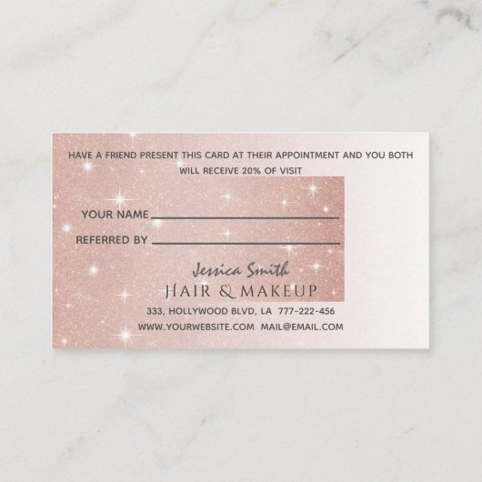 Carte De Référencement Glittery bokeh calligraphie rose or coeur amour (Dos)