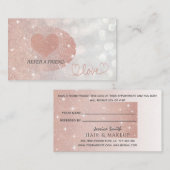 Carte De Référencement Glittery bokeh calligraphie rose or coeur amour (Devant / Derrière)