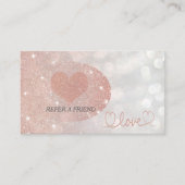 Carte De Référencement Glittery bokeh calligraphie rose or coeur amour (Devant)