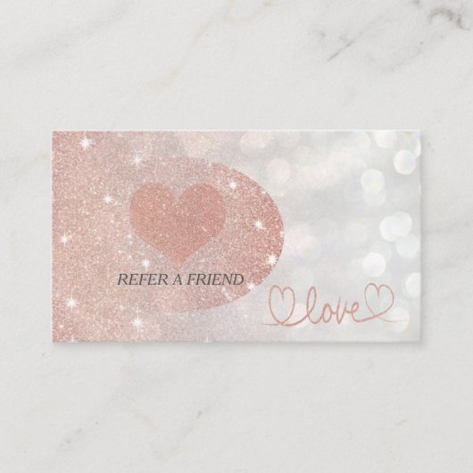 Carte De Référencement Glittery bokeh calligraphie rose or coeur amour (Devant)