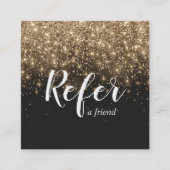 Carte De Référencement Gold And Black Glitter Elegant Refer A Friend  (Devant)