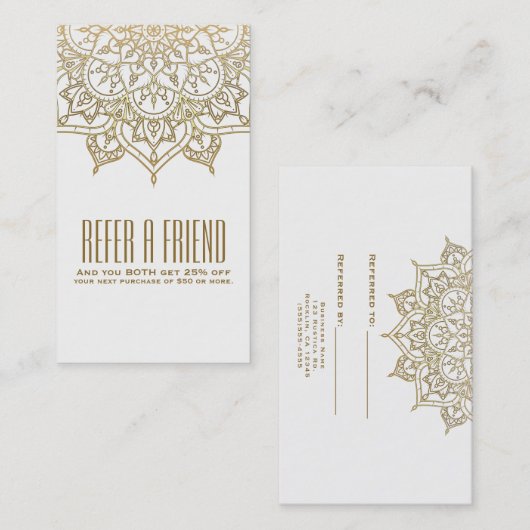 Carte De Référencement Gold Mandala Chic Référer un ami (Devant / Derrière)