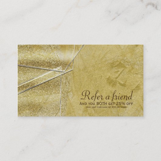 Carte De Référencement Gold Shimmer Crystal Glam Salon Référer un ami (Devant)