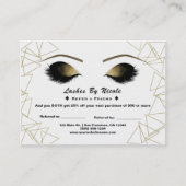 Carte De Référencement Gold Triangles Eyelashes Référer Ami Aftercare (Devant)