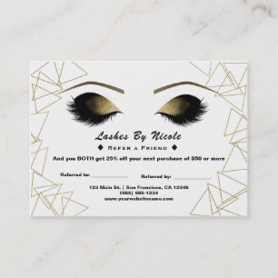 Carte De Référencement Gold Triangles Eyelashes Référer Ami Aftercare