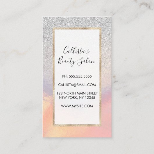 Carte De Référencement Gradient holographique de Silver Glitter (Dos)